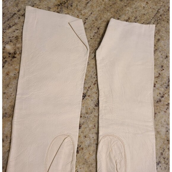 Vintage Womens Size XS-S 6.5 Cream Leather Formal 15.5" Long Opera Gloves France - Picture 8 of 14
